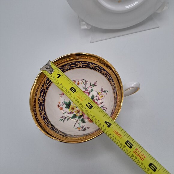 Royal Grafton Bone China Teacup Saucer Set Floral Design Gold Trim - Picture 2 of 15
